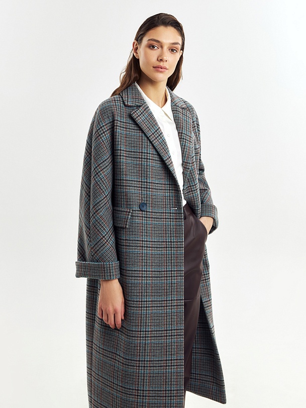 Двубортное шерстяное пальто с мембраной