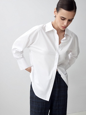 Прямая удлиненная хлопковая блуза