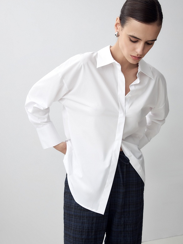 Прямая удлиненная хлопковая блуза POMPA арт.1148570sh0501