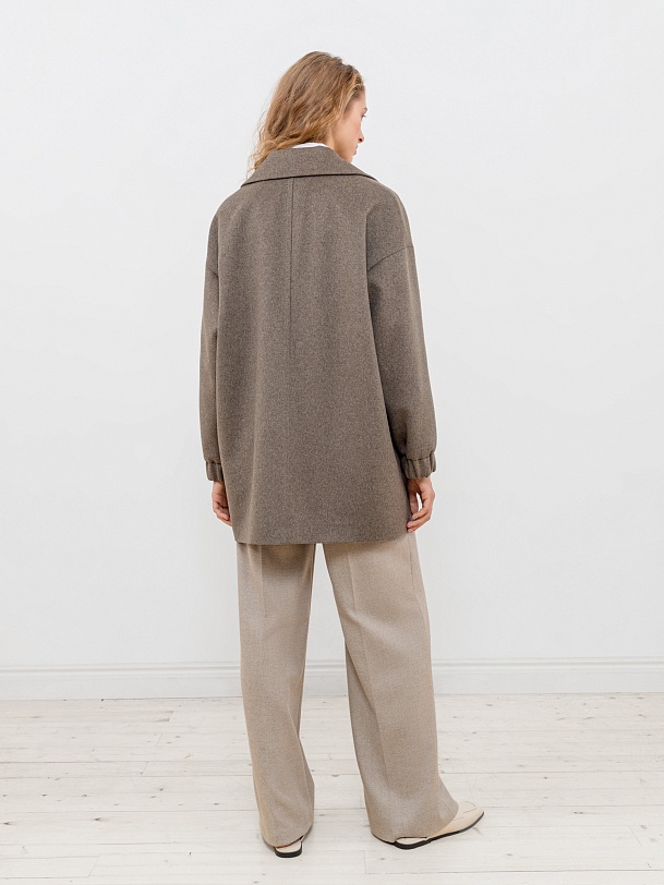 Двубортное пальто-жакет из шерсти и кашемира с мембраной