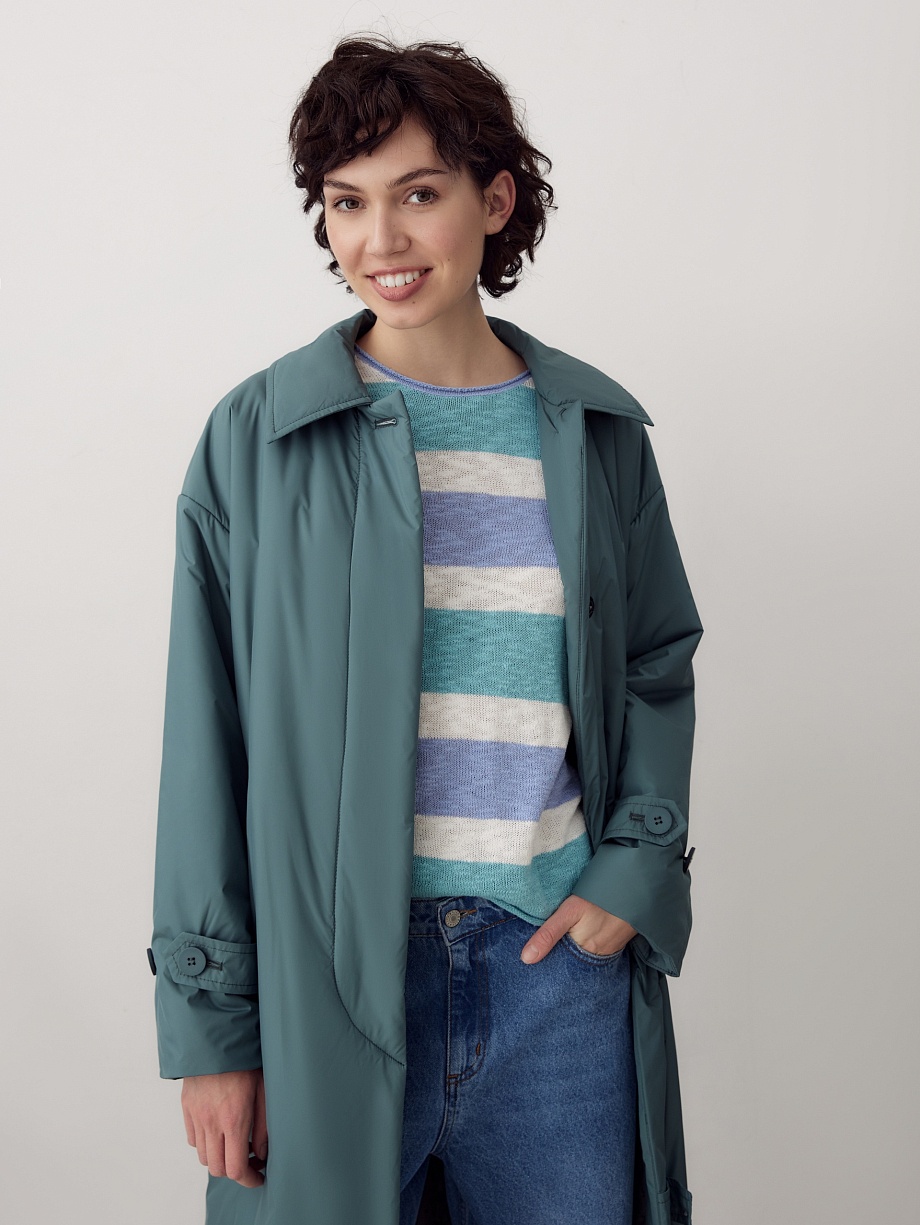 Пальто-тренч со съёмным капюшоном