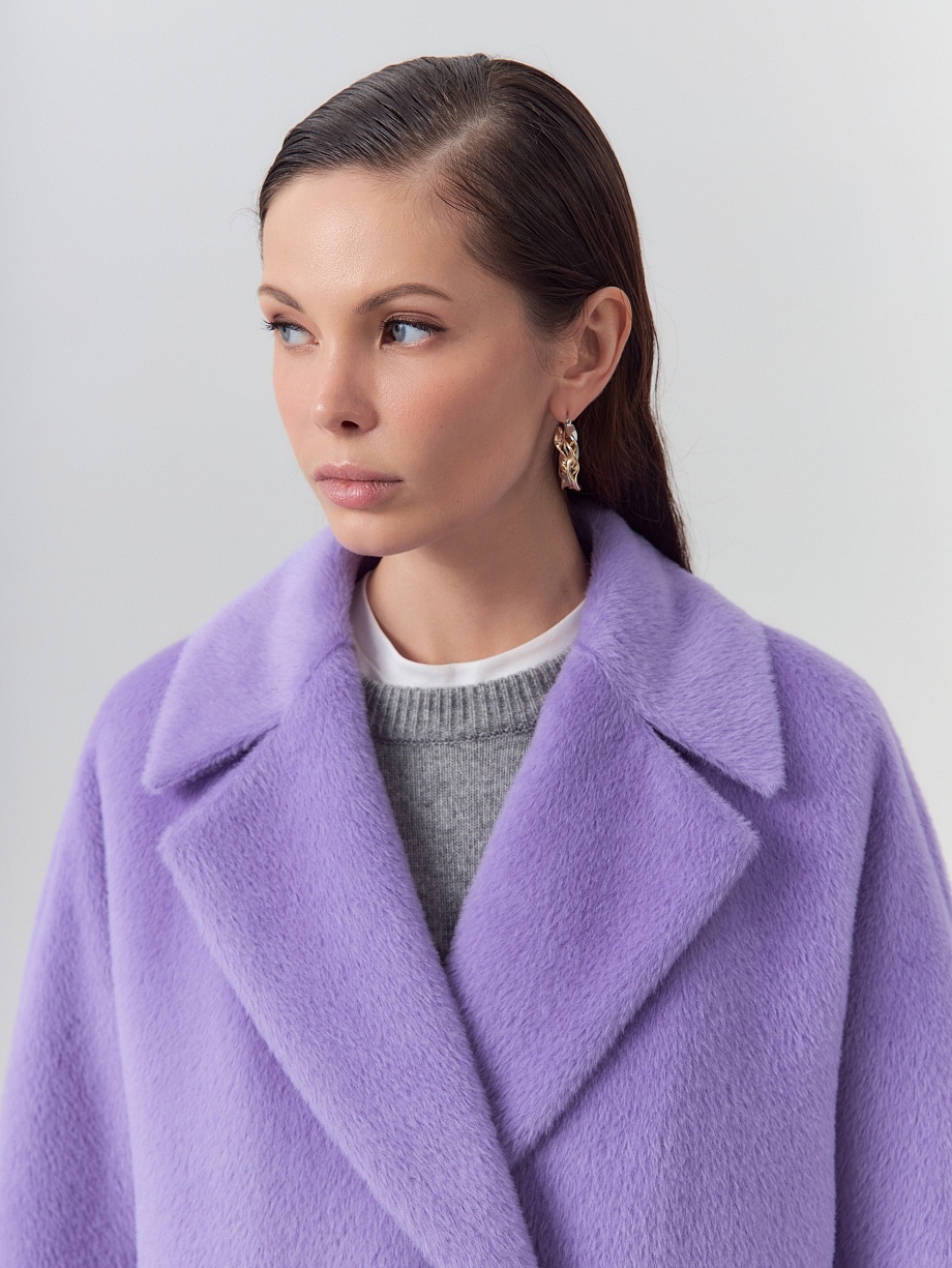 Утеплённое пальто из премиальной шерсти Альпака