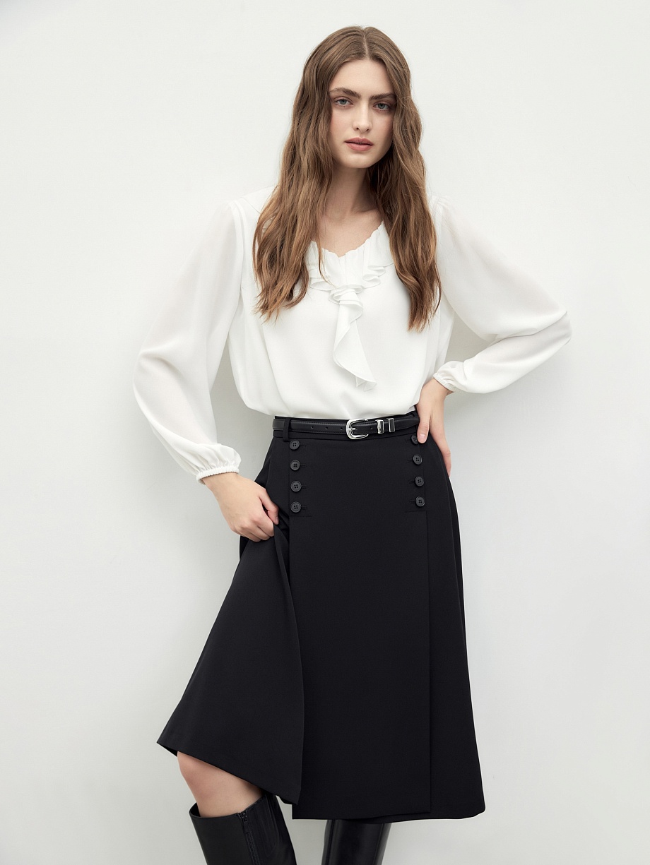 Укороченные брюки-юбка из костюмной ткани