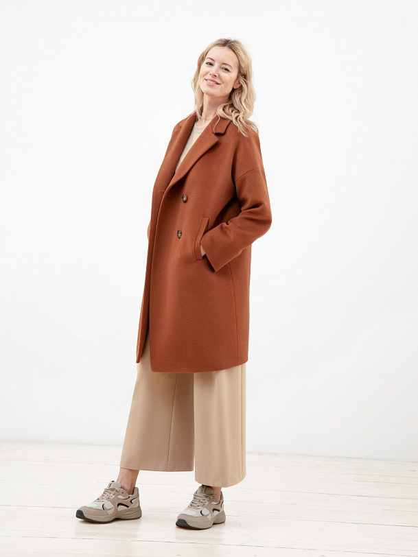 Шерстяное пальто двубортное с мембраной