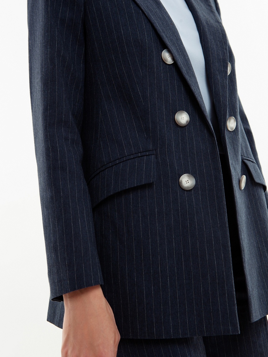 Удлиненный хлопковый жакет с имитацией застежки на пуговицы