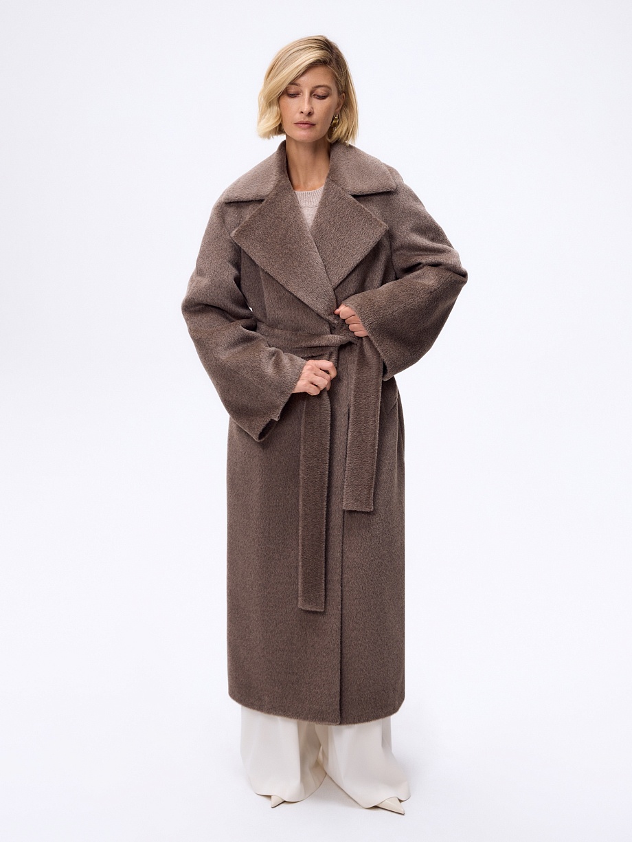 Пальто из шерсти Альпака Беби Сури с мембраной и утеплённой спинкой