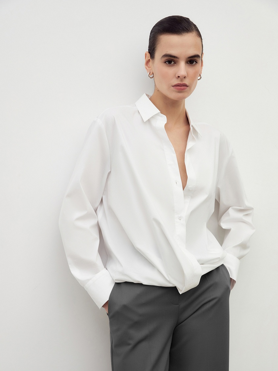 Рубашка из хлопка с частичной застёжкой