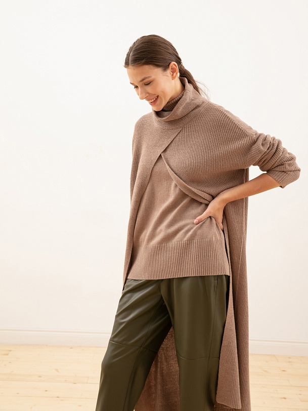 Жакет длинный бежевый