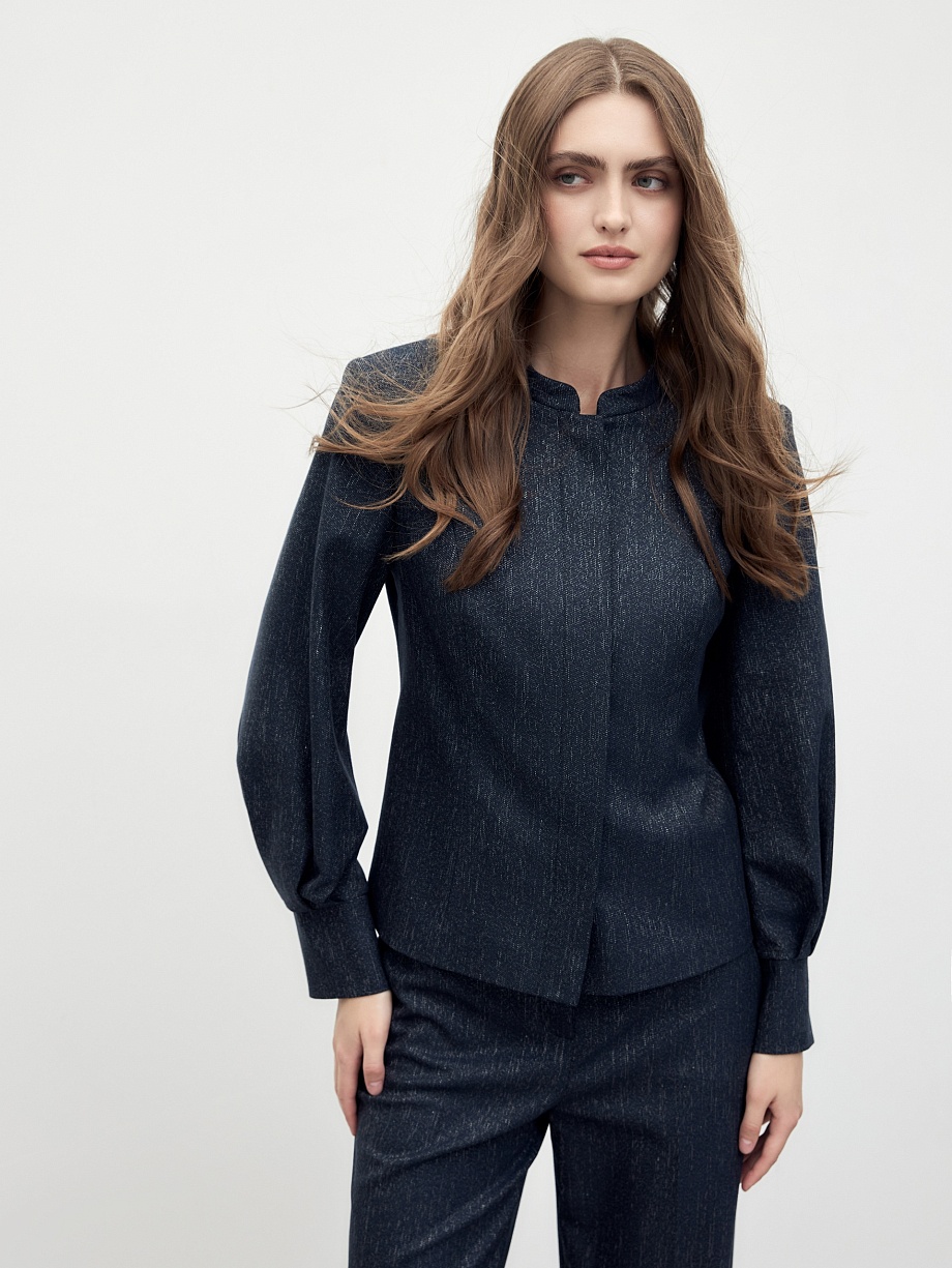 Жакет из костюмной ткани с имитацией джинсы