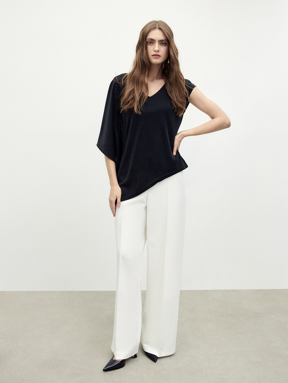 Асимметричная блуза из трикотажа с люрексом