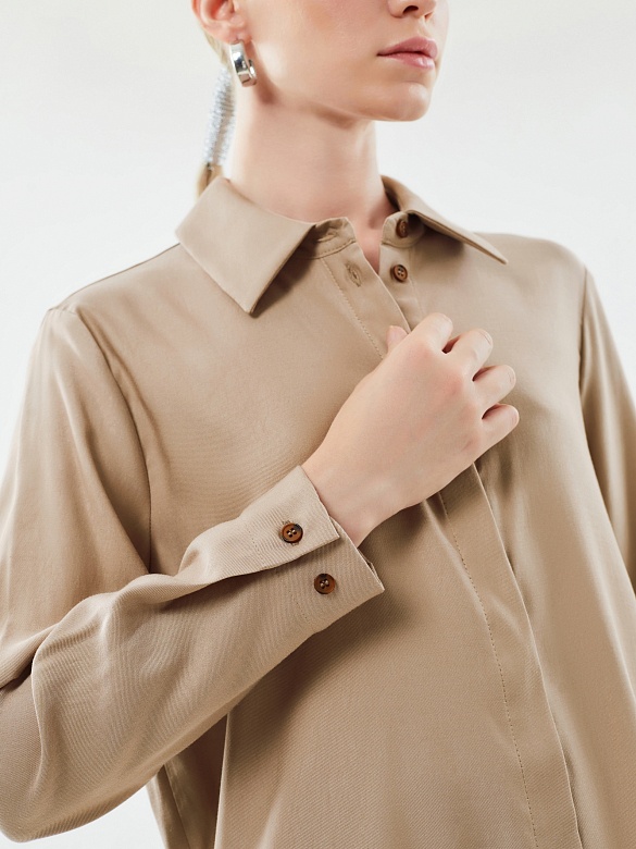 Блузка бежевая с длинным рукавом POMPA арт.1148001us0705