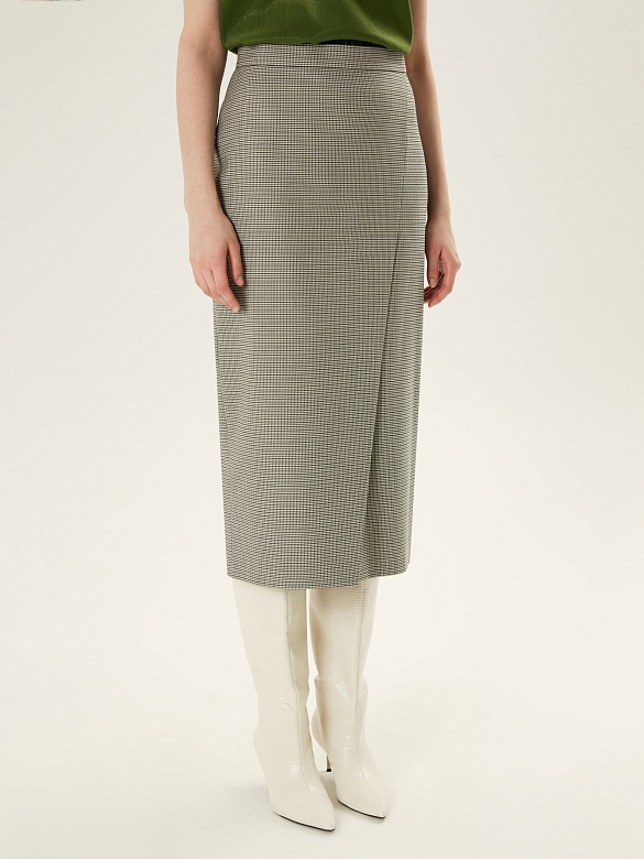 Прямая юбка миди с имитацией запаха из костюмной ткани POMPA арт.3121411fb0190