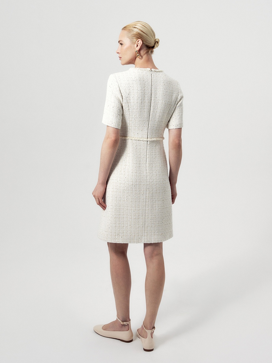 Платье миди из твида с пайетками
