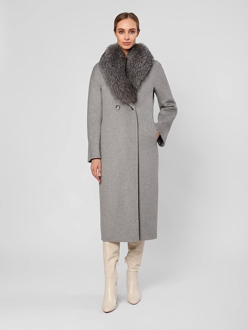 Пальто зимнее с меховым воротником, утеплителем и мембраной POMPA