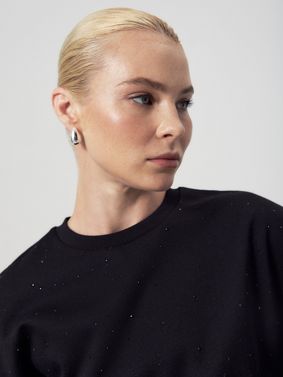 Свитшот из вискозы со стразами