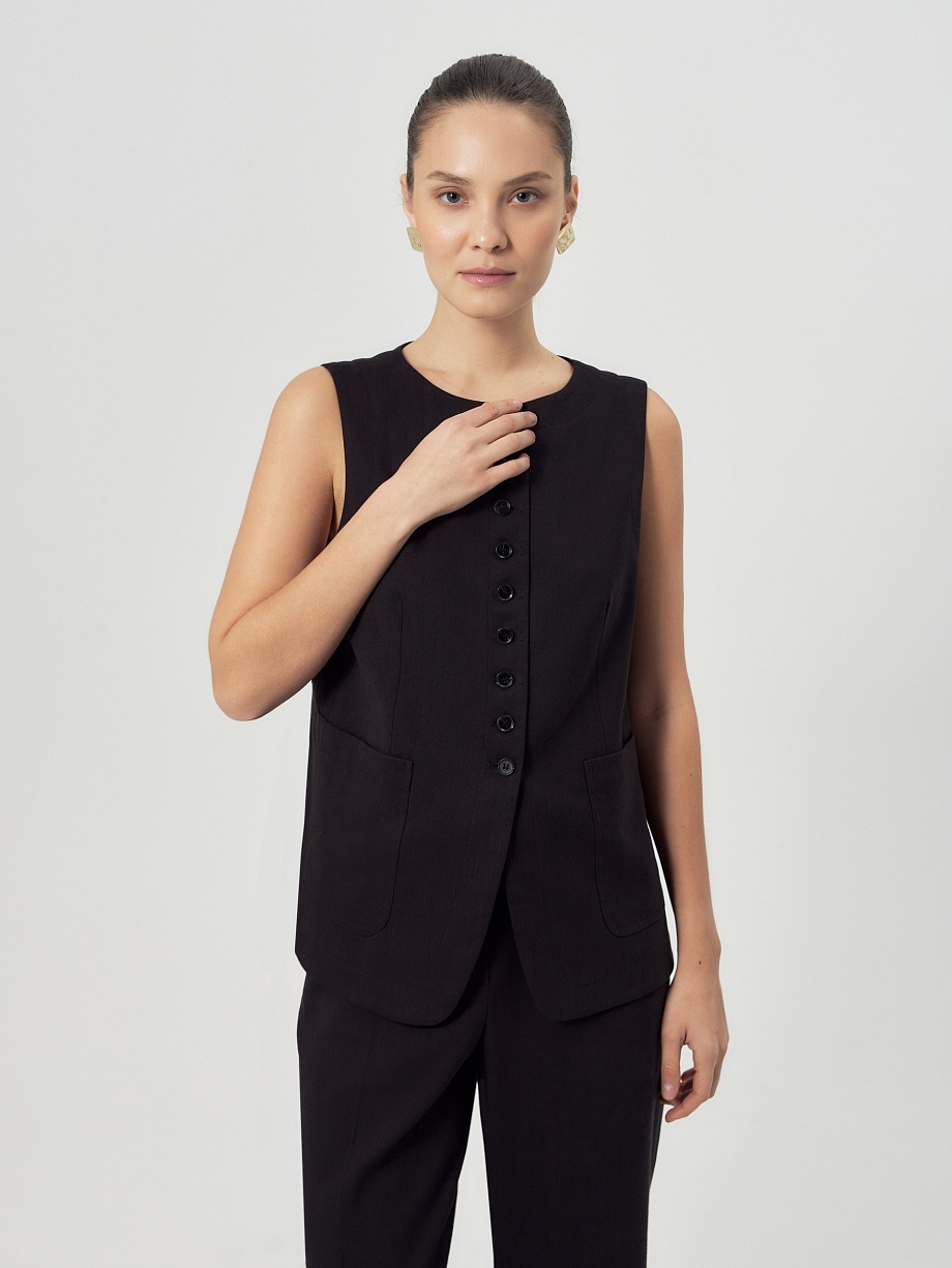 Удлиненный жилет из натуральной ткани