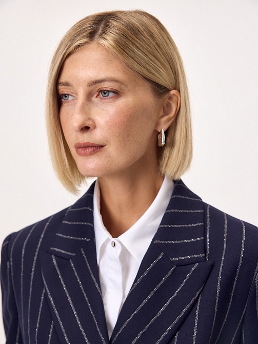 Жакет из костюмной ткани с полосками люрекса