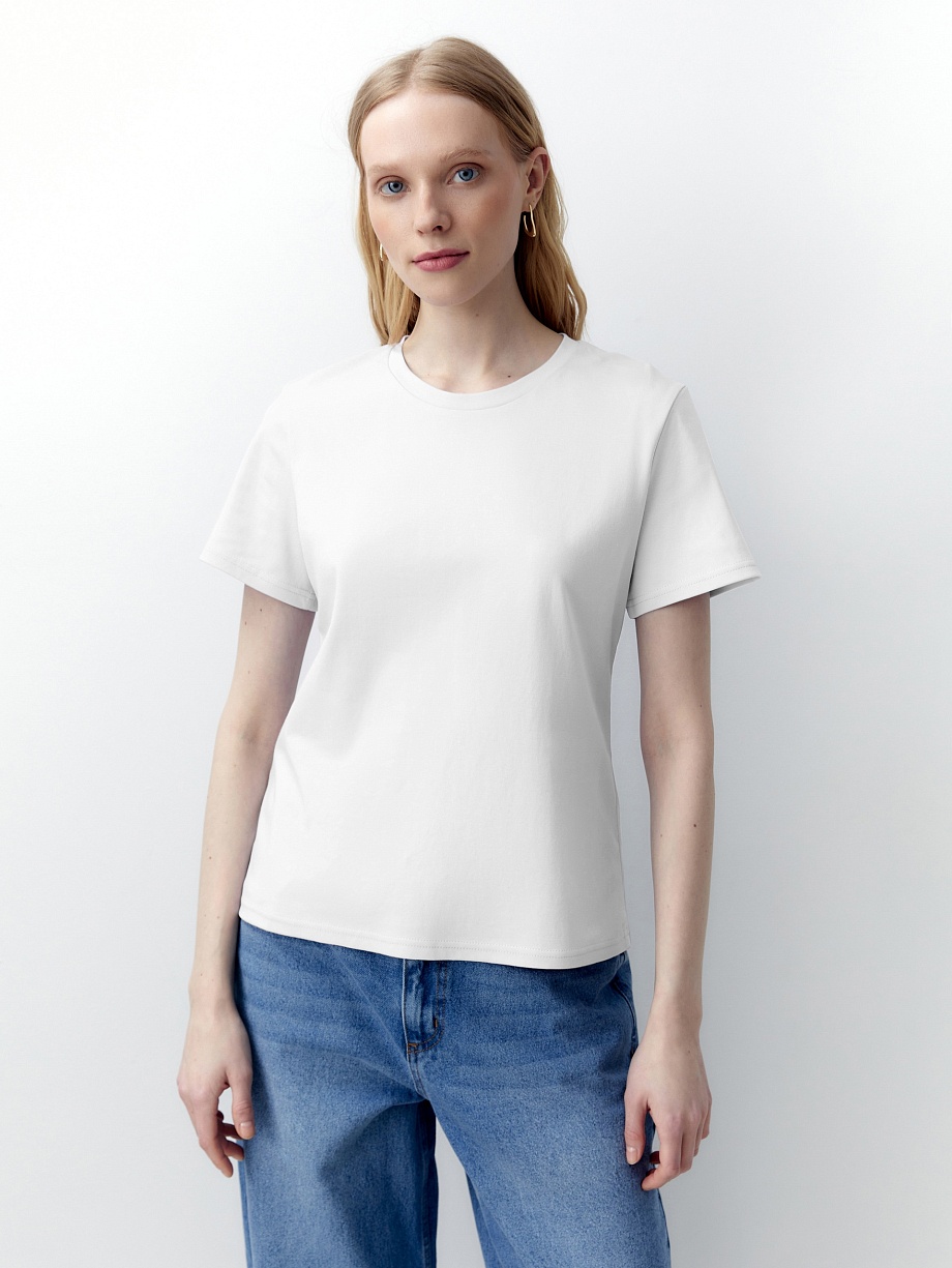 Футболка из мерсеризированного хлопка с принтом на спине