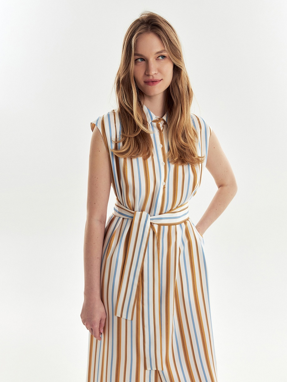 Летнее платье-халат в полоску