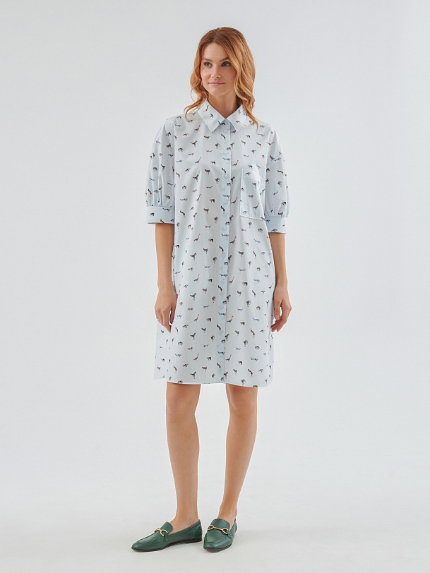 Платье-рубашка свободного кроя из 100% хлопка