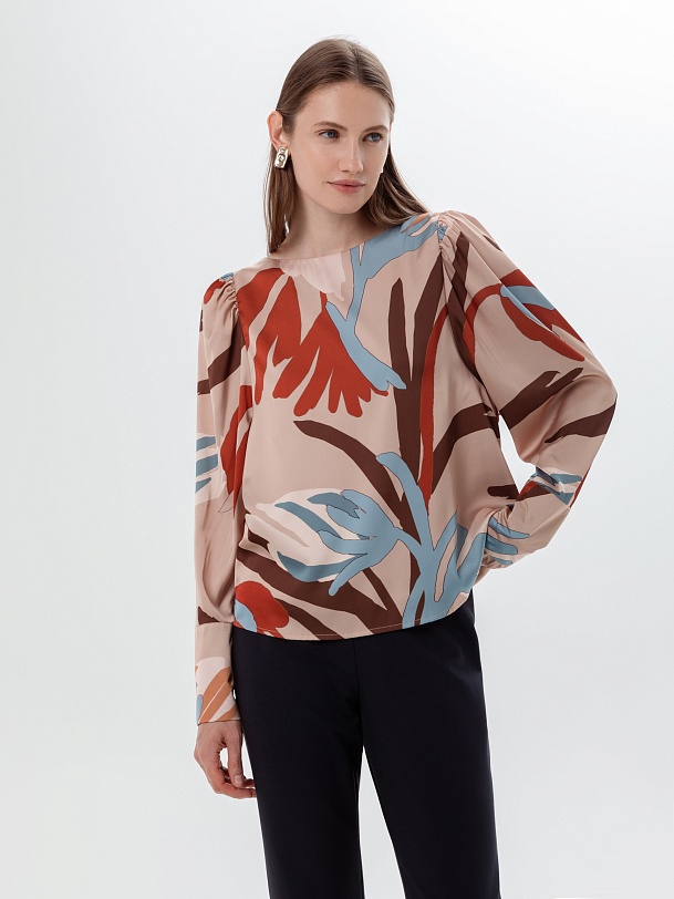 Полуприлегающая блуза с длинным рукавом