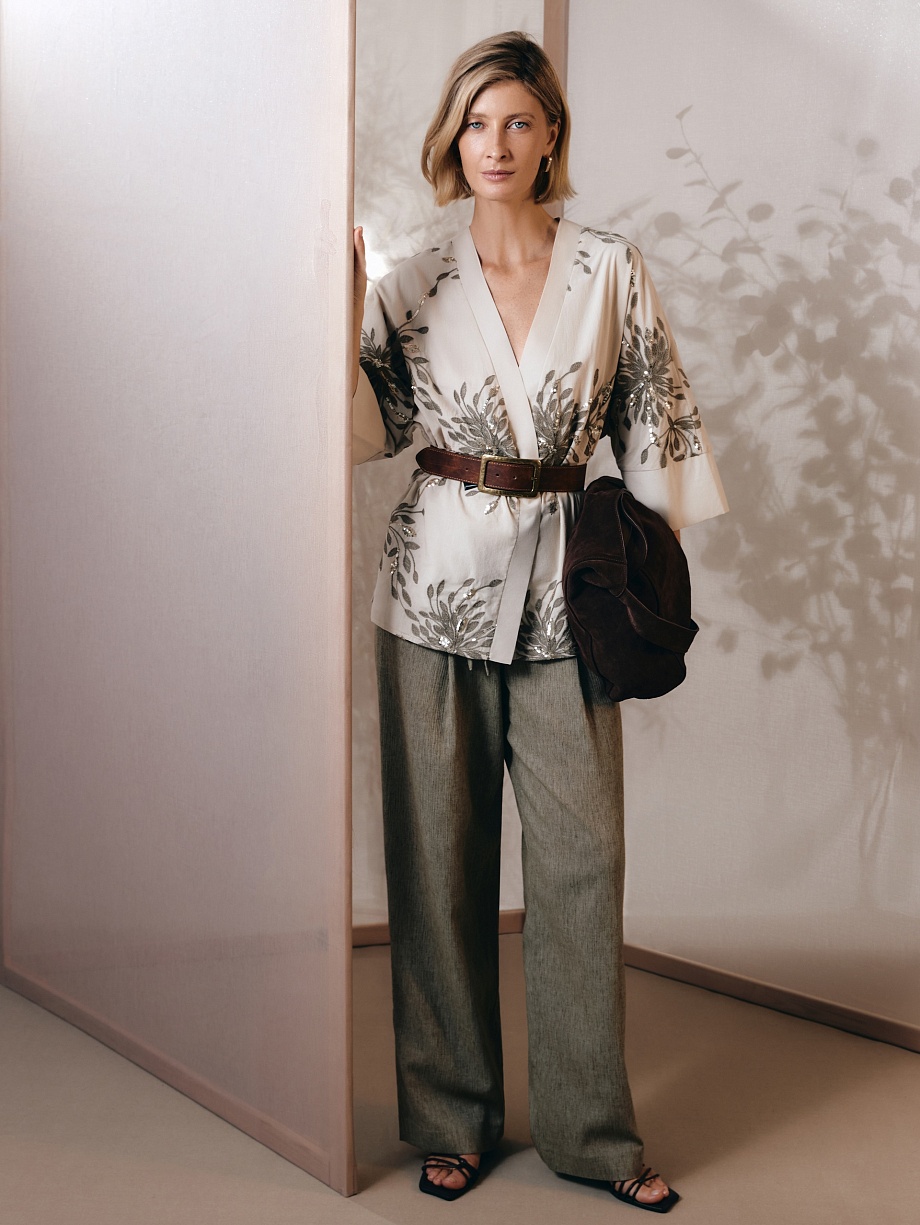 Летние брюки-палаццо на завязках