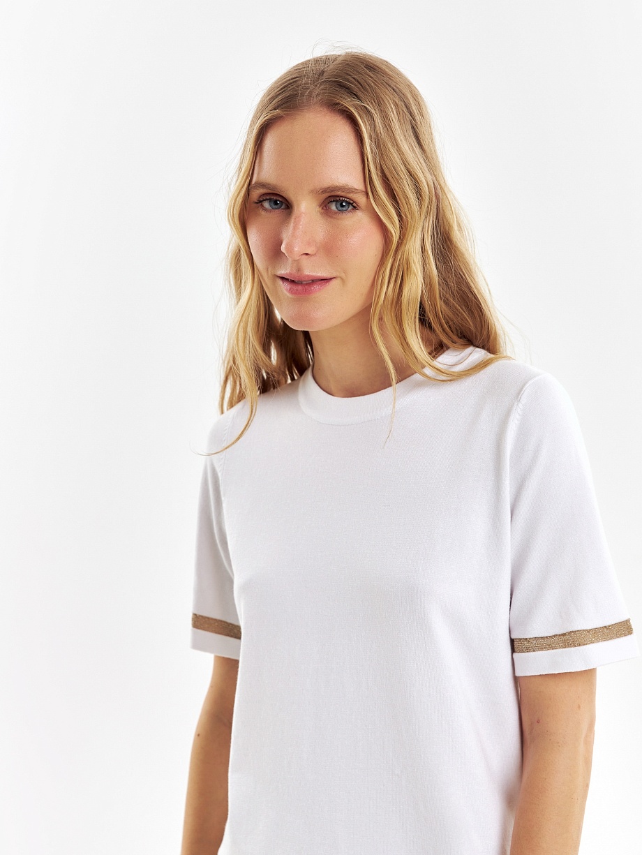 Джемпер с коротким рукавом из вискозного трикотажа