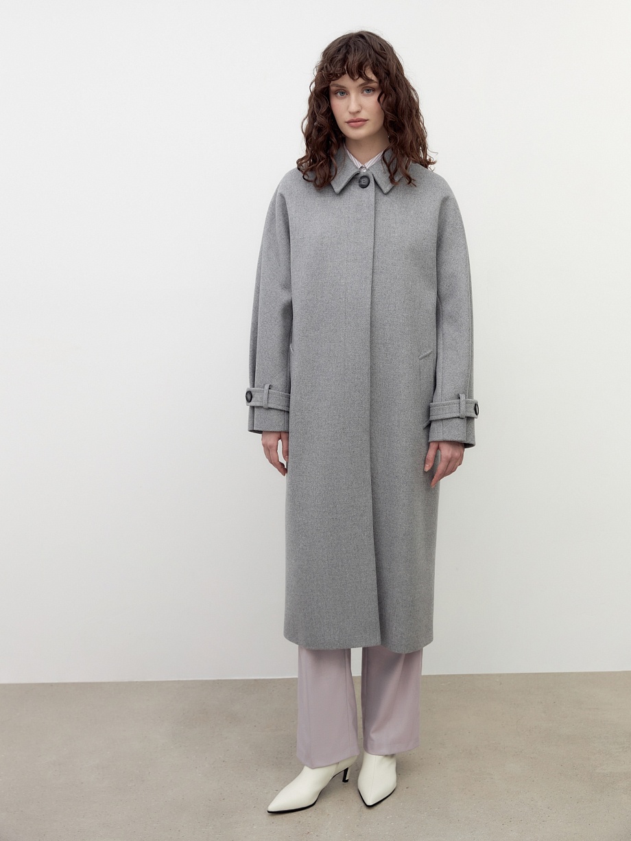 Шерстяное демисезонное пальто с мембраной