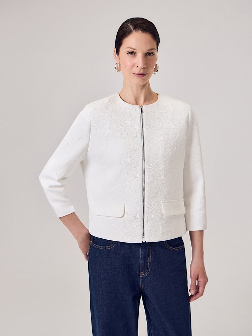 Укороченный жакет  из фактурного жаккарда
