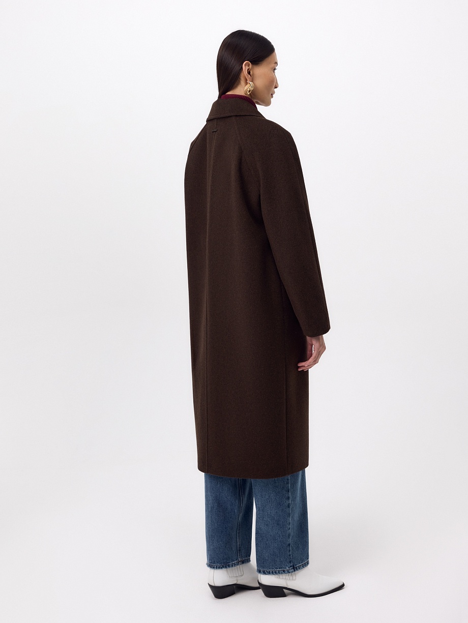 Пальто из шерсти с мембраной, утеплённой спинкой и съёмным капюшоном