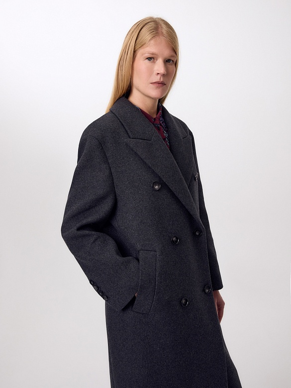 Пальто оверсайз из шерсти с мембраной и утеплённой спинкой POMPA арт.1016542m90095