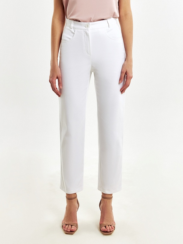 Укороченные белые джинсы из хлопка