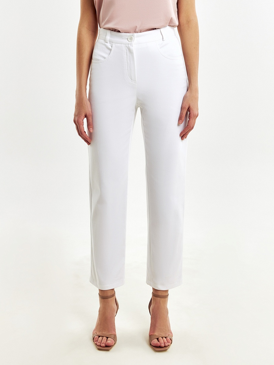 Укороченные белые джинсы из хлопка