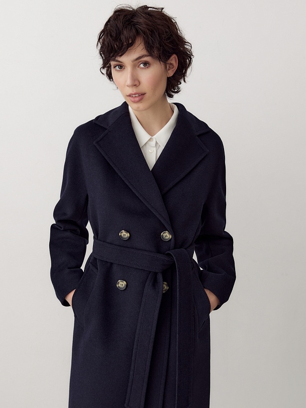 Двубортное пальто-кокон с мембраной