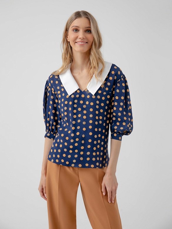 Блуза со съемным воротником из 100% вискозы POMPA арт.3148390ra0290