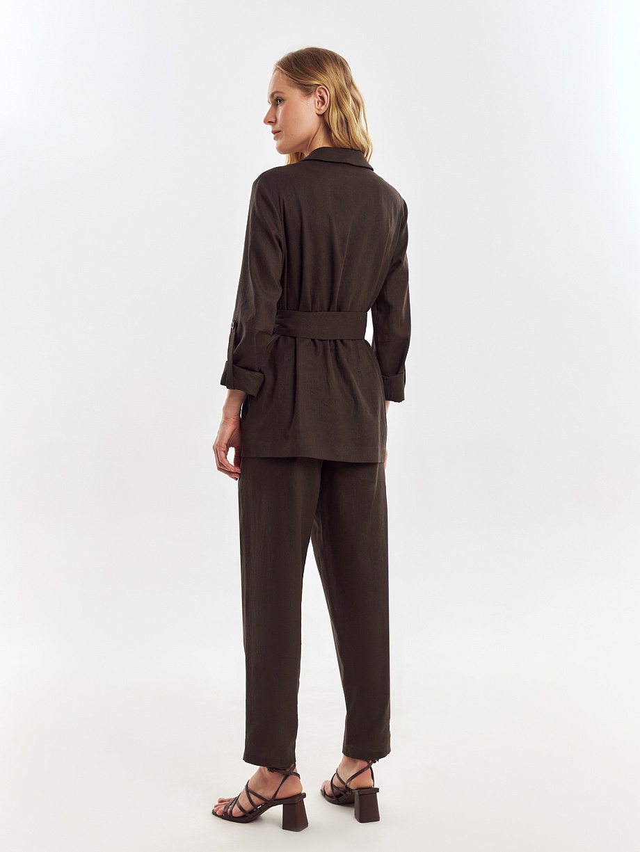 Классический двубортный жакет из льна