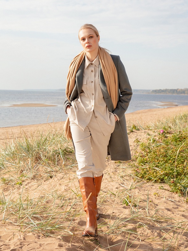 Брюки из мягкой ткани "меланж"