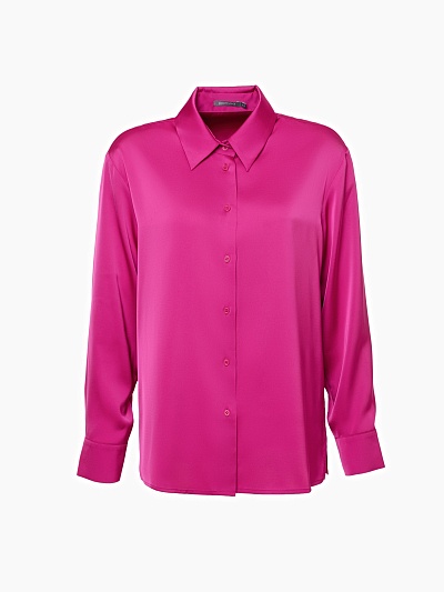 Классическая свободная блузка из яркой атласной ткани POMPA