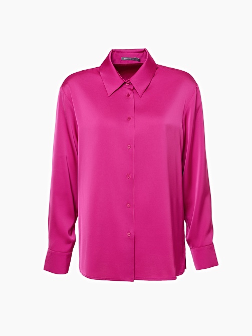 Классическая свободная блузка из яркой атласной ткани POMPA