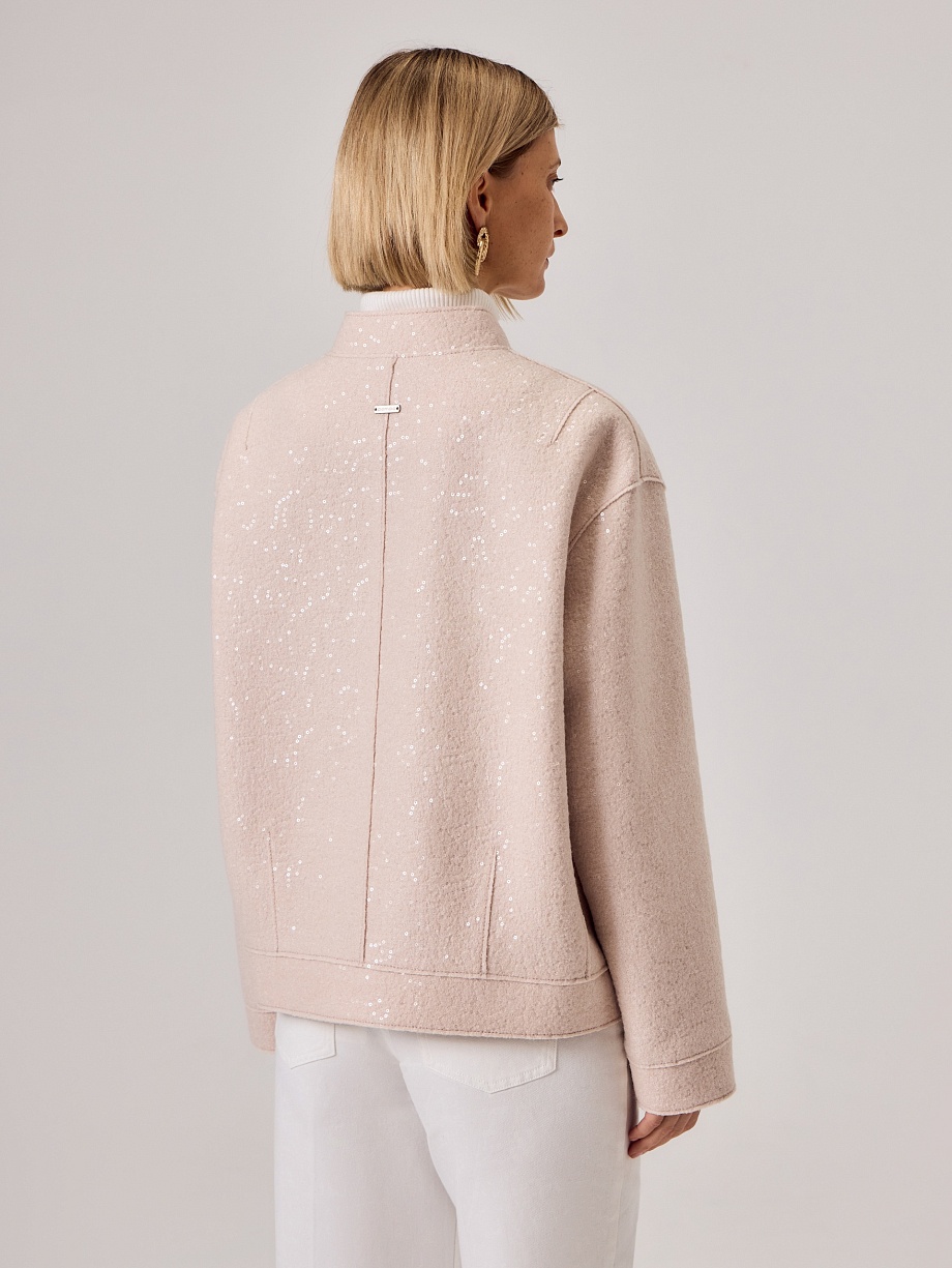 Куртка-бомбер из шерсти с пайетками