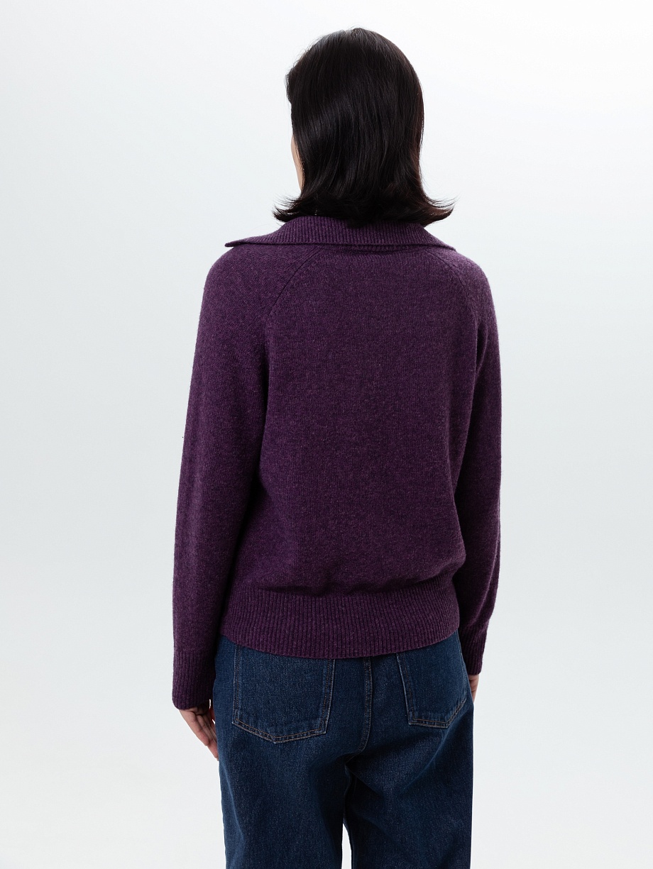 Мягкий вязаный джемпер-поло с овечьей шерстью