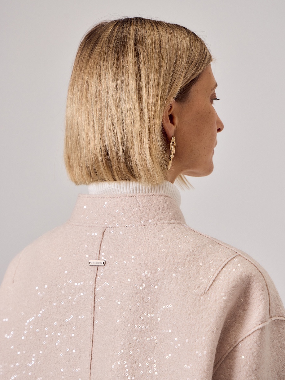 Куртка-бомбер из шерсти с пайетками