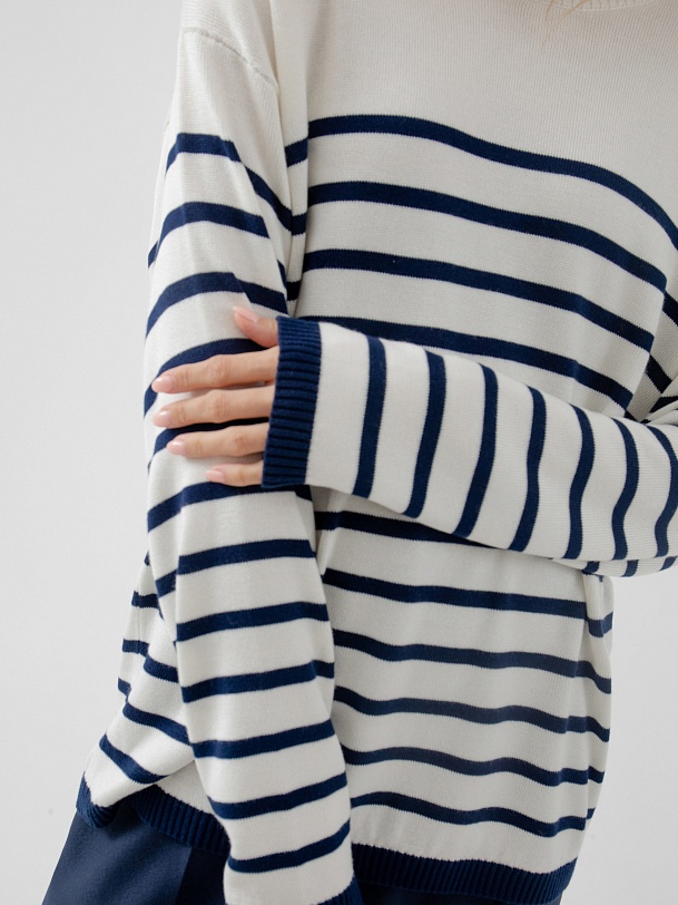 Джемпер свободный в бретонскую полоску