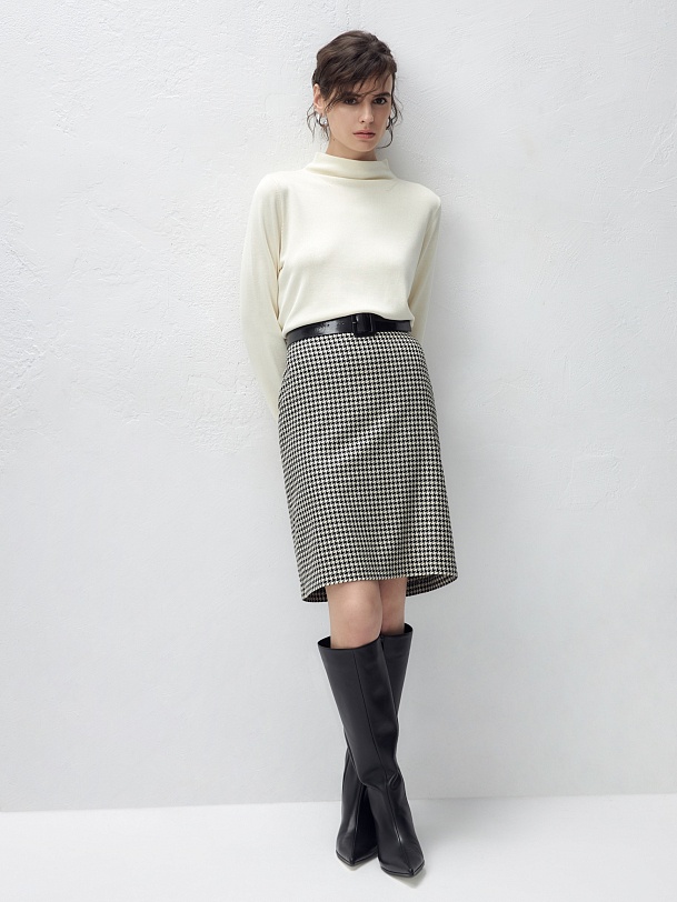 Юбка из костюмной ткани в принте "гусиная лапка"