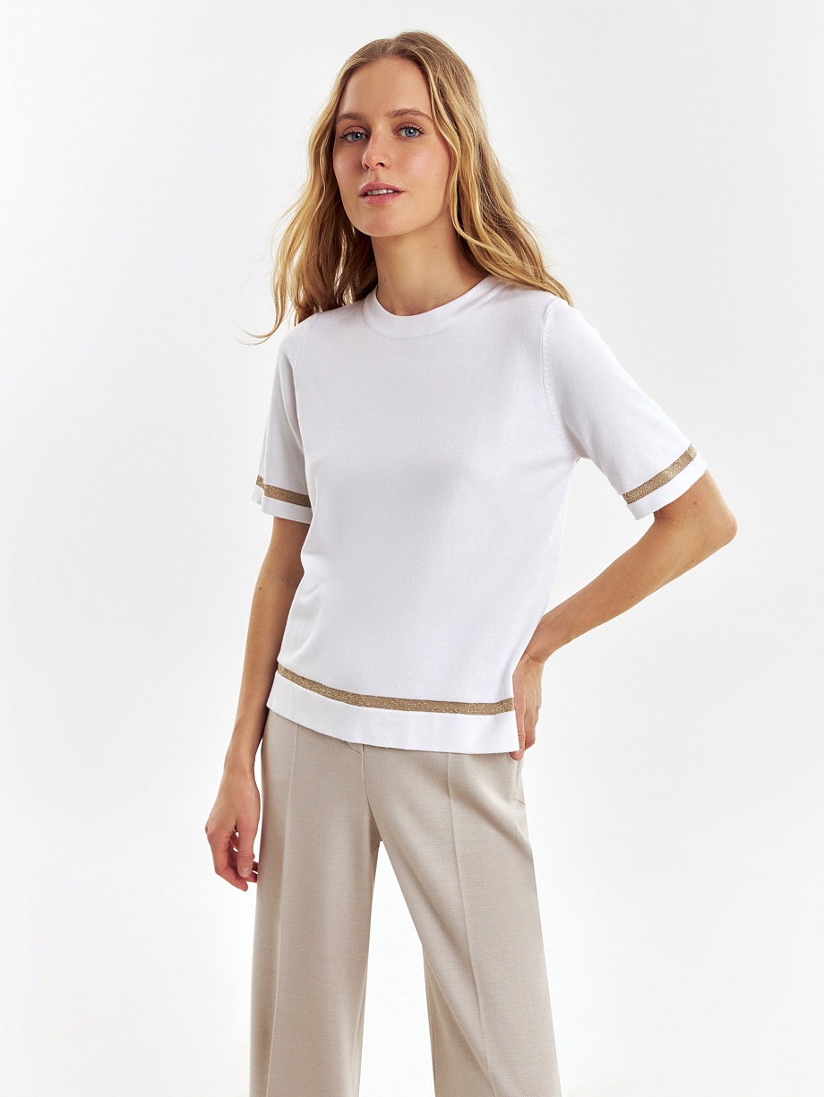 Джемпер с коротким рукавом из вискозного трикотажа