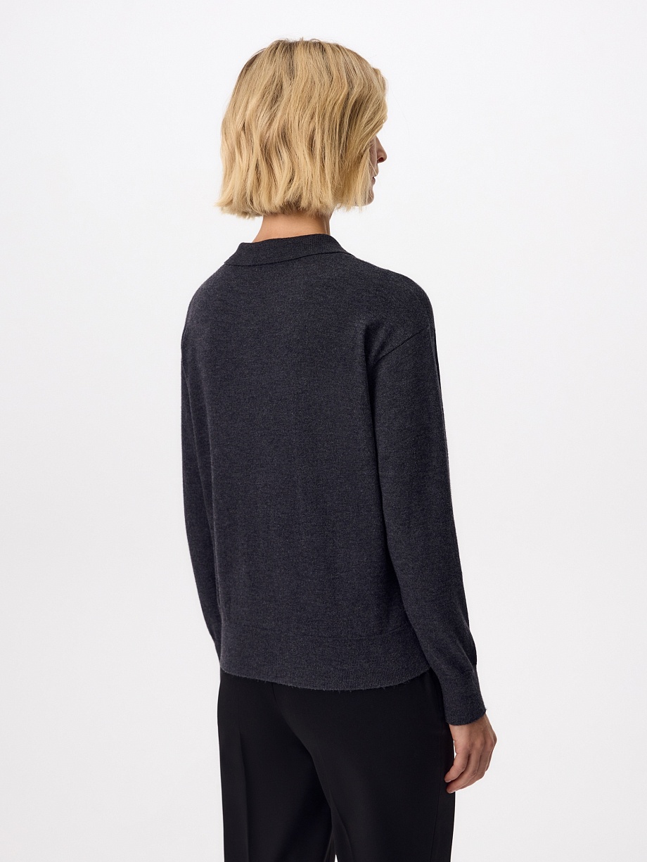 Джемпер-поло из шерсти с вискозой и вышивкой