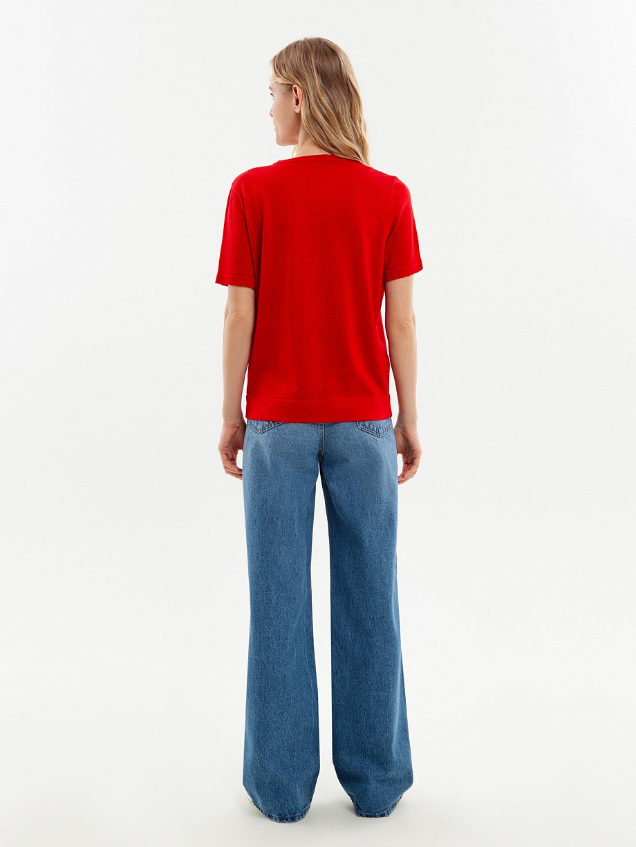 Трикотажный джемпер с коротким рукавом