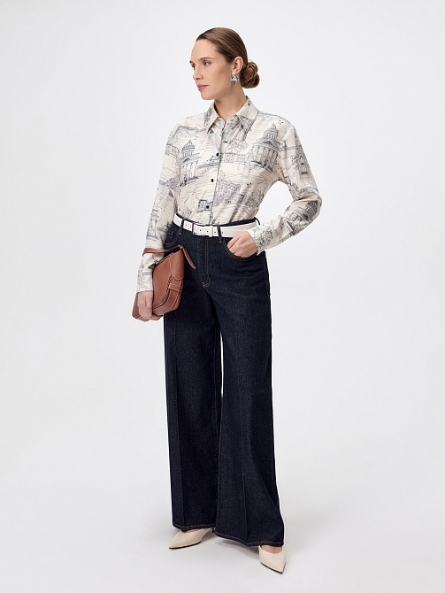 Джинсы со стрелками из хлопка