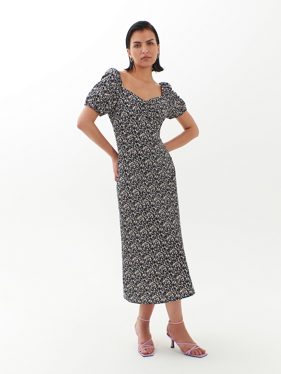 Летнее платье из хлопка с разрезом