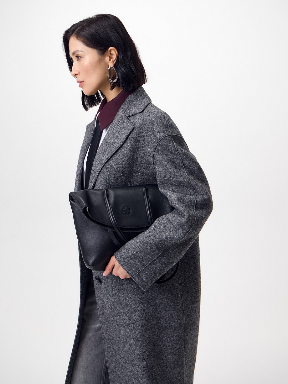 Пальто-кокон из варёной шерсти с мембраной